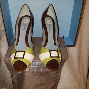 Lambertson Truex Patent leather open toe pump new